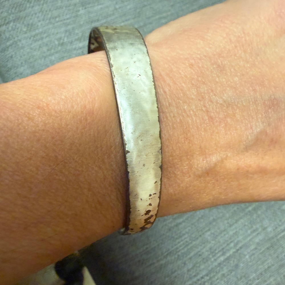 Kendra Scott Silver Tone Distressed Hammered Open Cuff Bracelet Minimalist